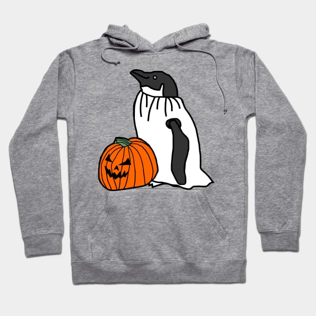 Penguin in Pumpkin Ghost Costume for Halloween Horror Hoodie by ellenhenryart